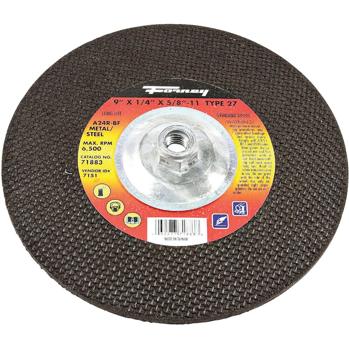 Type 27 Grinding Wheel 9 Inch Diameter By 0.25 Inch Thickness