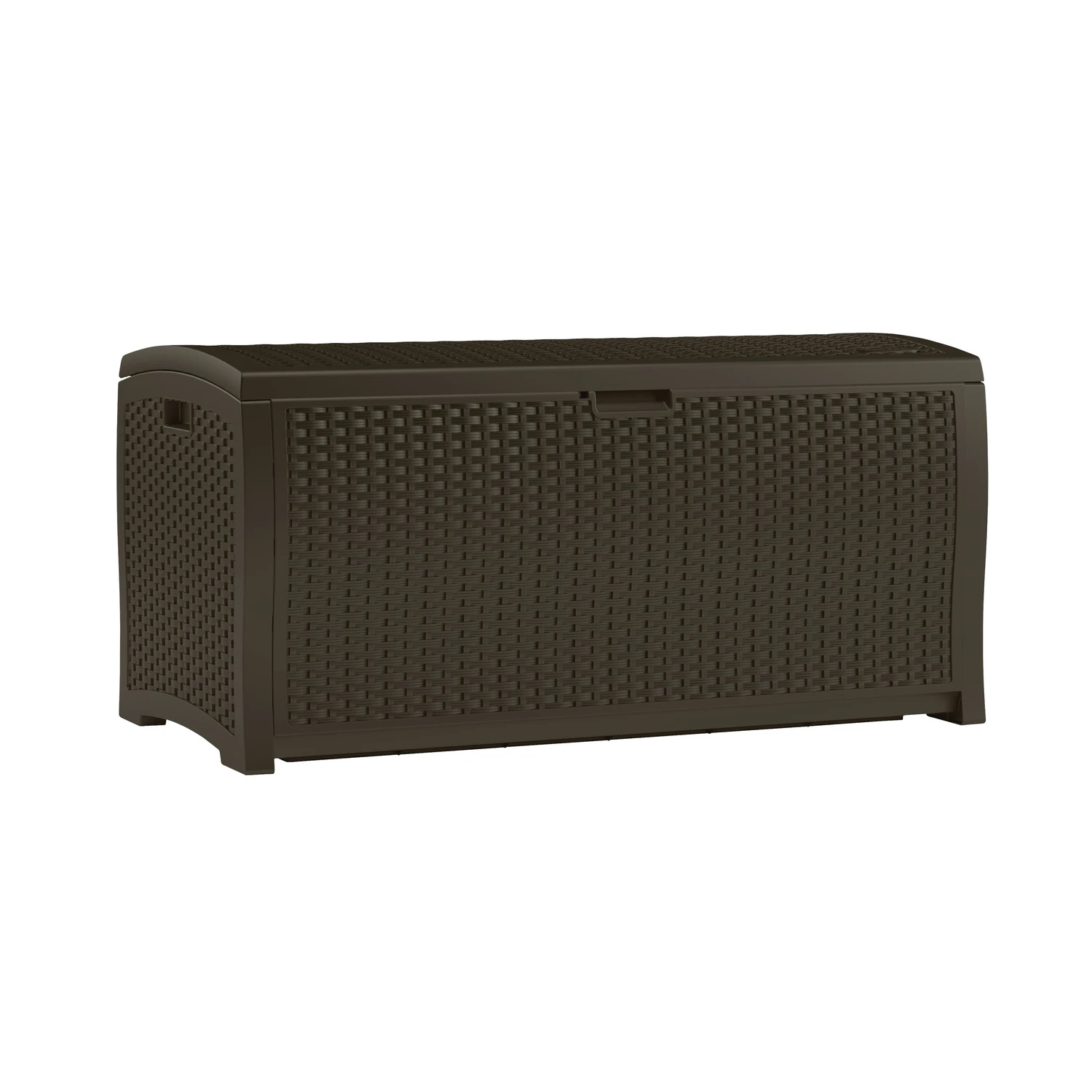 Deck Storage Box Brown Wicker-look Resin 50 Inches By 25.6 Inches By 25.5 Inches 99 Gallon Capacity