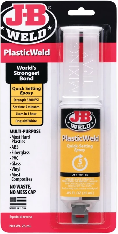 Plasticweld Quick Setting Epoxy Syringe, 25 Milliliter, Two-part Adhesive