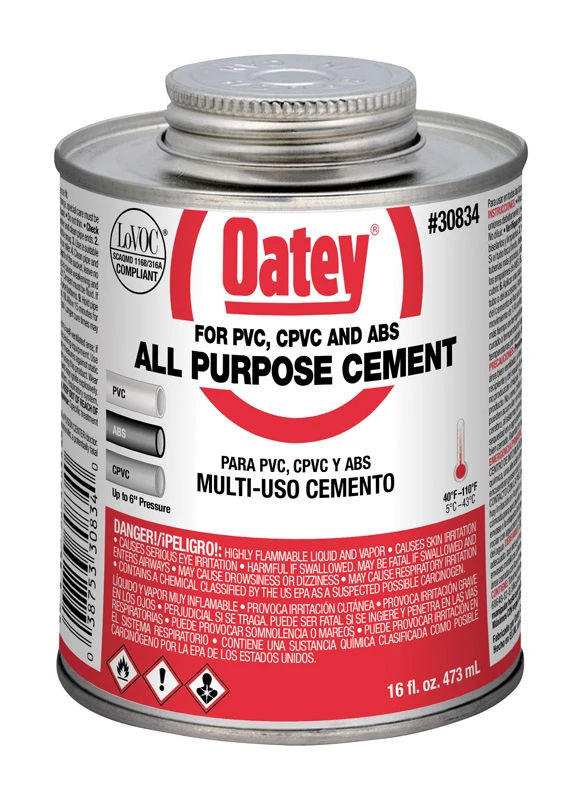 All-purpose Clear Solvent Pipe Cement, 16 Ounce Bottle For Pvc And Cpvc Pipes
