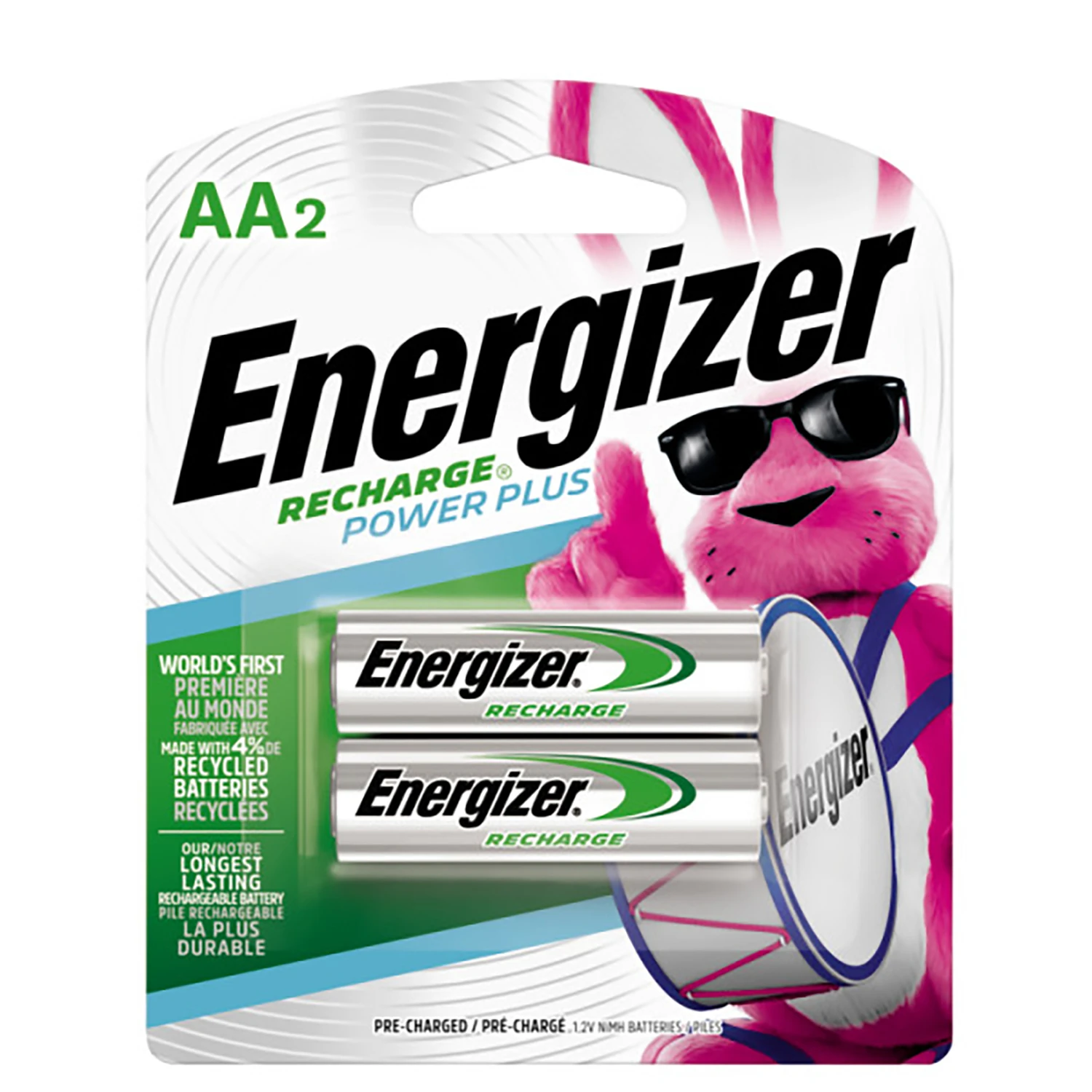 Rechargeable Aa (double A) Batteries, 2 Pack