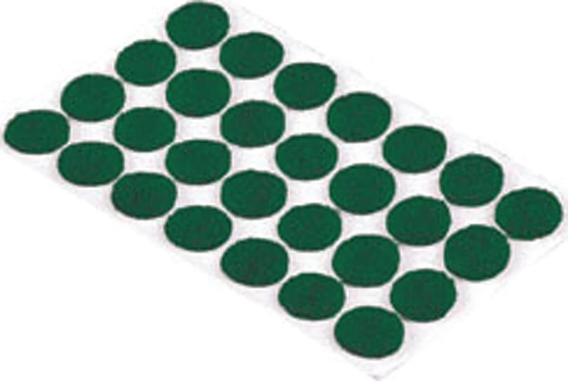 Felt Pads, Self-adhesive, Green, Round, 3/8-in., 28-pk.