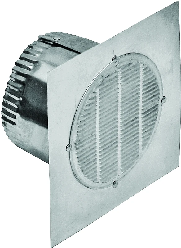 Bathroom Exhaust Fan Eave Vent With Neck, Aluminum, 6 Inch Square Face By 4 Inch Collar