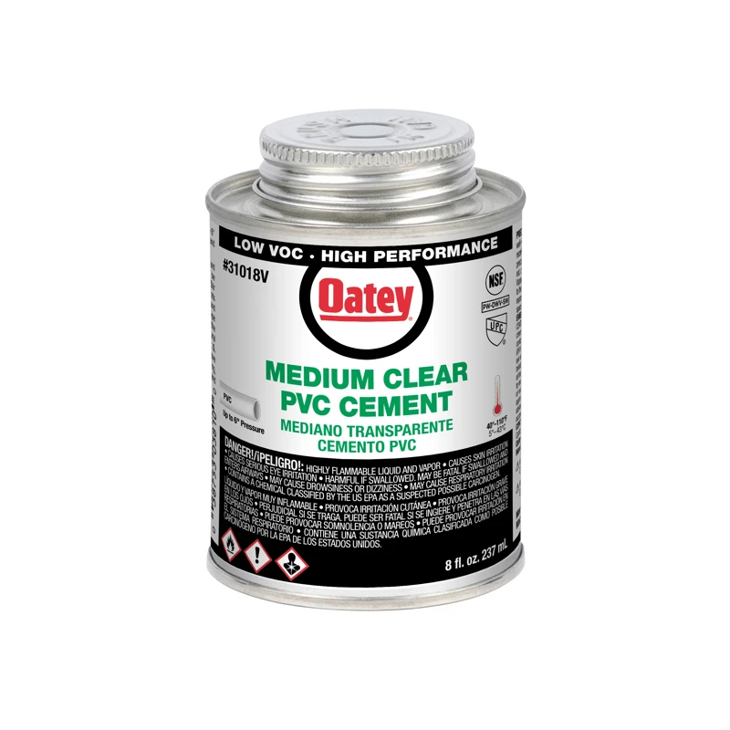 Clear Medium-bodied Polyvinyl Chloride Pipe Cement, 8 Ounce Bottle