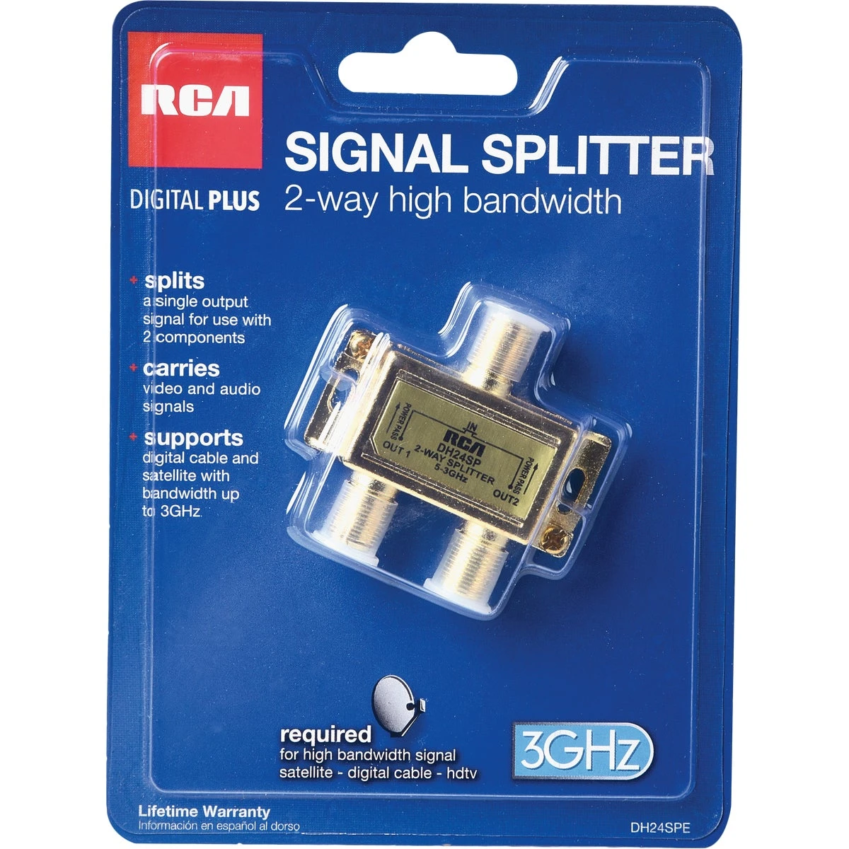 2-way Satellite Signal Splitter For Cable And Satellite Tv Systems