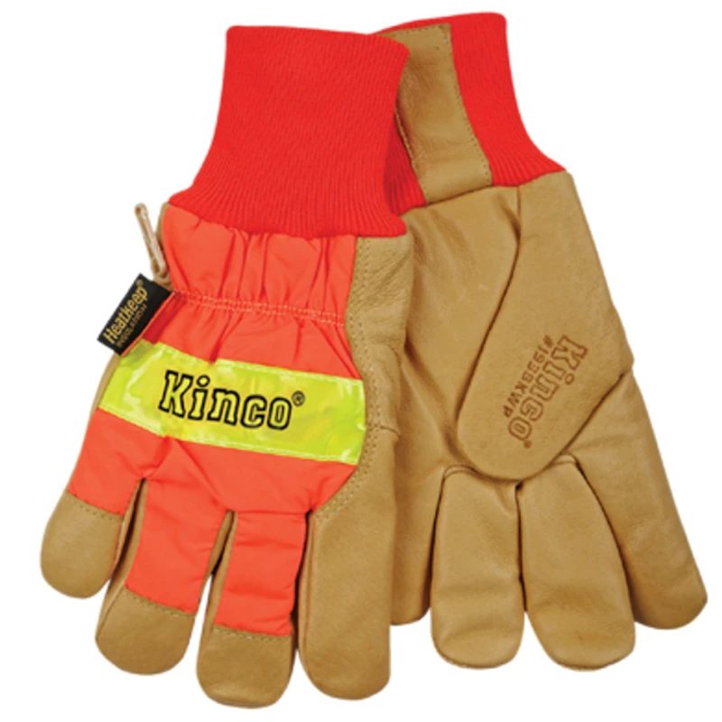 Men's Outdoor Hi-viz Work Gloves, Pigskin Leather, Orange, Extra Large