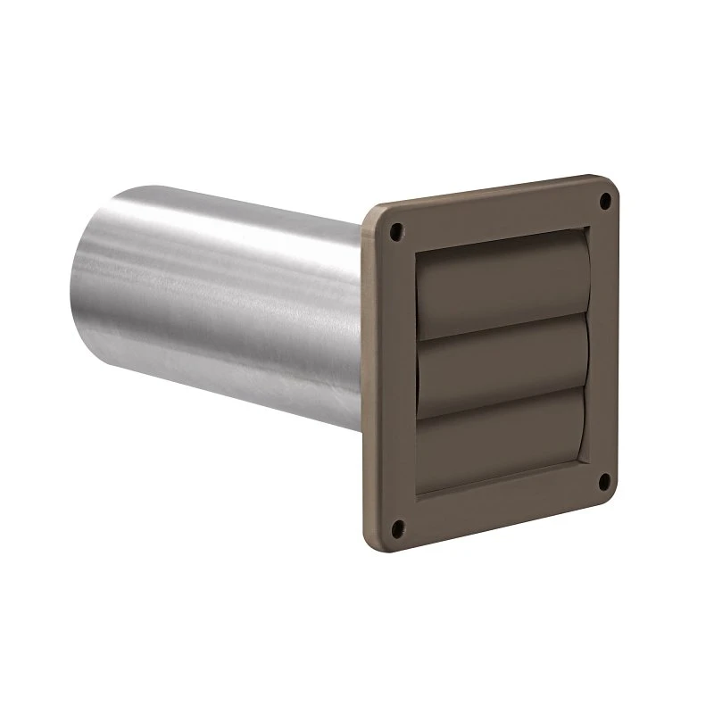4 Inch Brown Plastic Exhaust Wall Louvered Vent With 11 Inch Tail Pipe