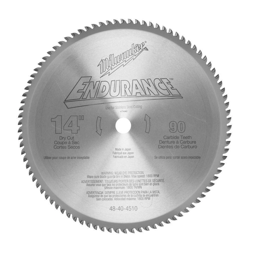 14 In. X 90 Tooth Dry Cut Carbide Tipped Circular Saw Blade For Metal Cutting