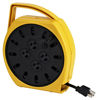 Multi-plug Cord Reel With 4 Outlets And Circuit Breaker, Model 6000-25g