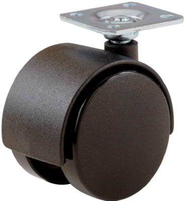 Urethane Plate Caster, Twin 2-in. Wheels, Black, 2-pk.