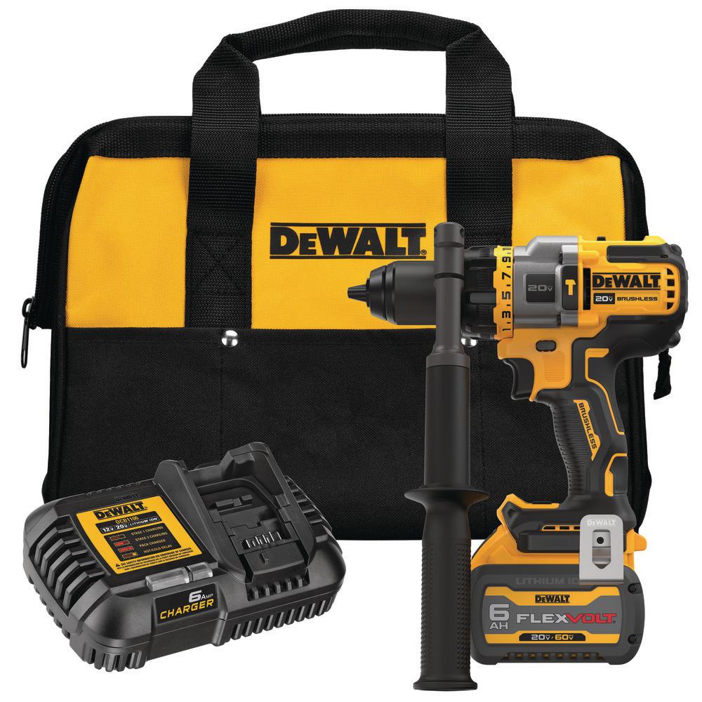 20-Volt MAX Cordless Brushless 1/2 in. Hammer Drill/Driver with FLEXVOLT ADVANTAGE Kit with (1) FLEXVOLT 6.0Ah Battery