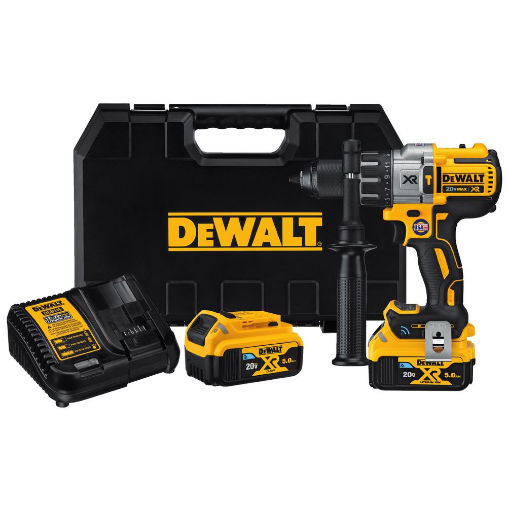 20-Volt Max Lithium-Ion Tool-Connect Cordless 1/2 in. Hammer Drill Kit with 2 Batteries 5.0 Ah and Charger