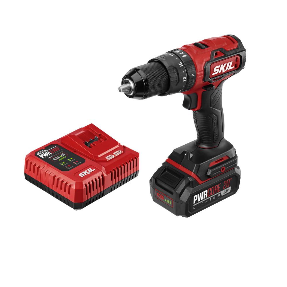 PWRCore 20-Volt Brushless Cordless 1/2 in. Hammer Drill Kit Plus 2.0Ah Lithium-Ion Battery (USB) Plus PWRJump Charger
