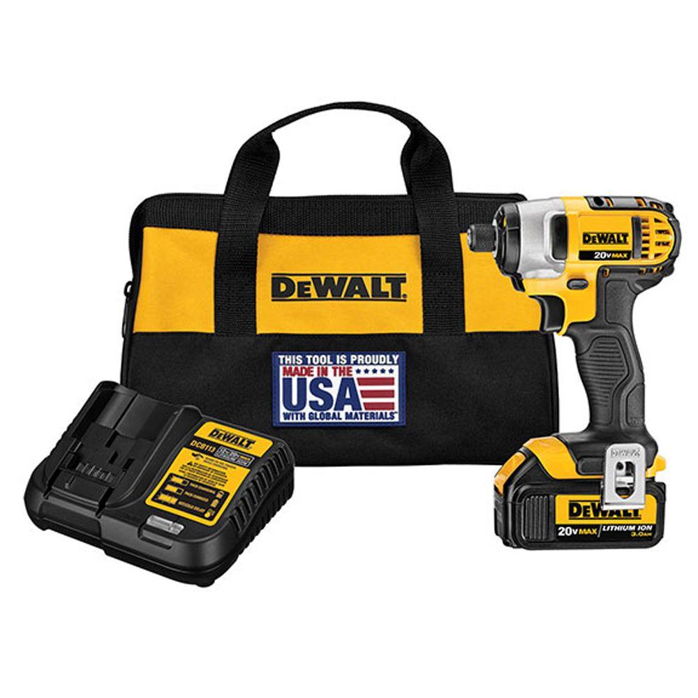 20-Volt MAX Lithium-Ion Cordless 1/4 in. Impact Driver with Battery 3AH, Charger and Tool Bag