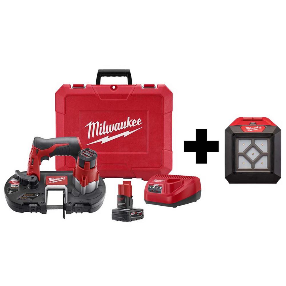 M12 12-Volt Lithium-Ion Cordless Sub-Compact Band Saw XC Kit with M12 LED Flood Light