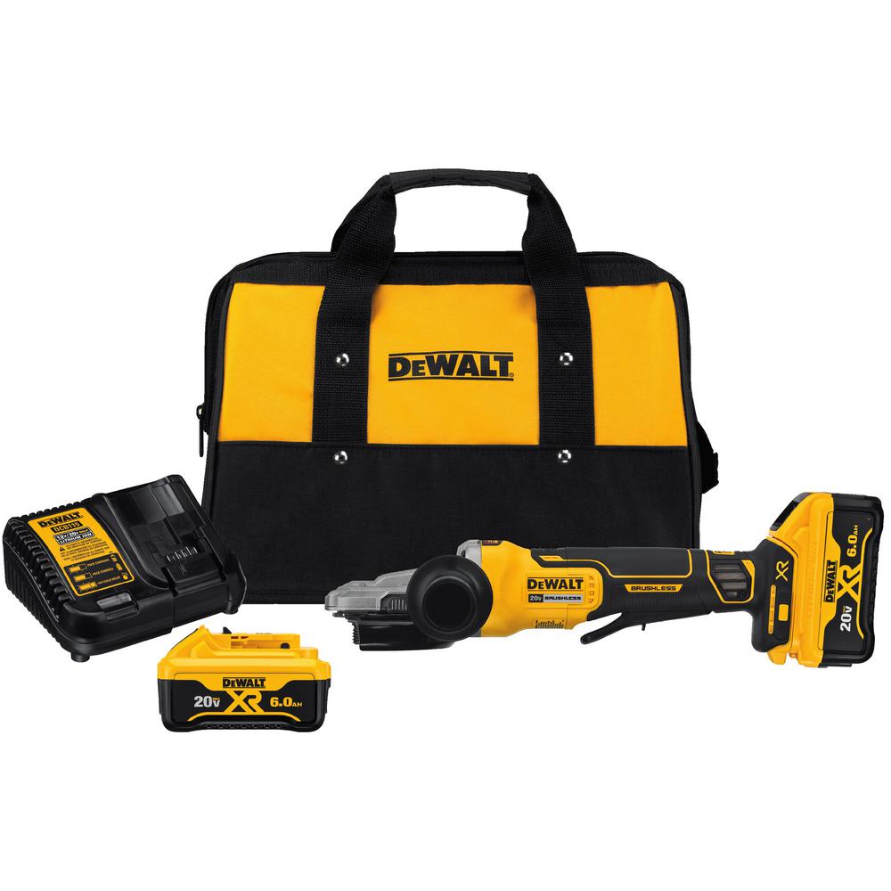 20-Volt Max Lithium Ion Cordless 5 in. Flathead Small Angle Grinder Kit with Kickback Brake