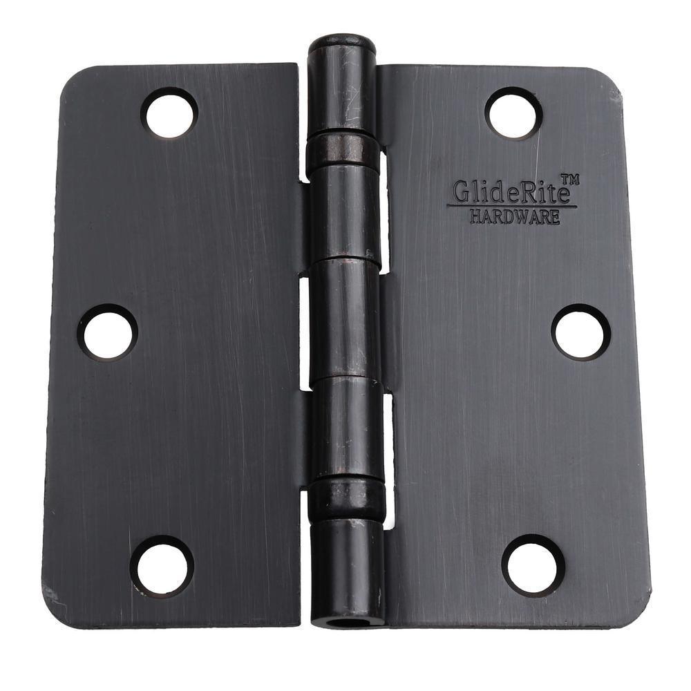 3-1/2 in. Oil Rubbed Bronze Steel Ball-Bearing Door Hinges 1/4 in. Corner Radius with Screws (24-Pack)