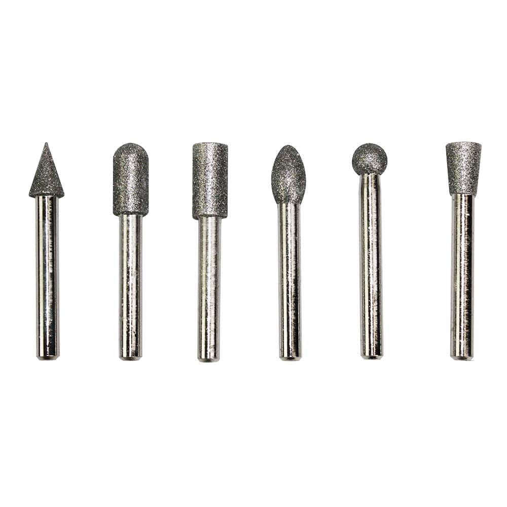 6 PC Diamond Burr Set – 1/4 Inch Shank, 80 Grit – Medium