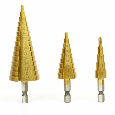 Big Horn 3 Piece Titanium Nitride Coated Steel Step Drill Bits 19243