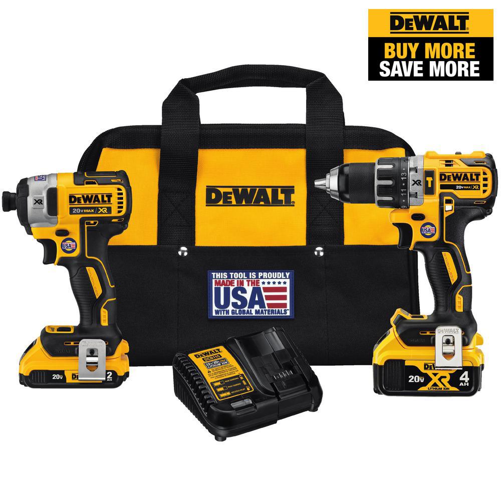 20-Volt MAX XR Cordless Brushless Hammer Drill/Impact Combo Kit (2-Tool) with (1) Battery 2Ah and (1) Battery 4Ah