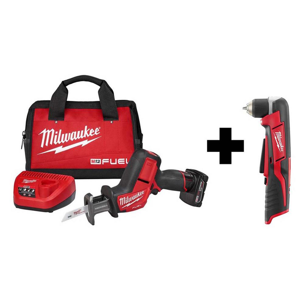 M12 FUEL 12-Volt Lithium-Ion Brushless Cordless HACKZALL Reciprocating Saw Kit with Free M12 Right Angle Drill