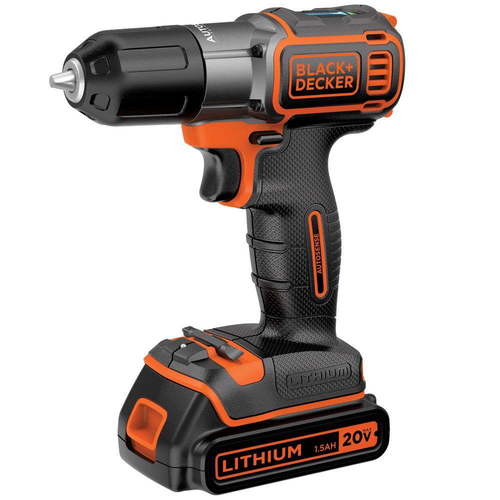 20-Volt MAX Lithium-Ion Cordless Drill/Driver with Autosense Technology with Battery 1.5Ah and Charger