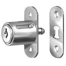 Compx C8042-26D push in cylinder, key turn engages bolt behind strike.