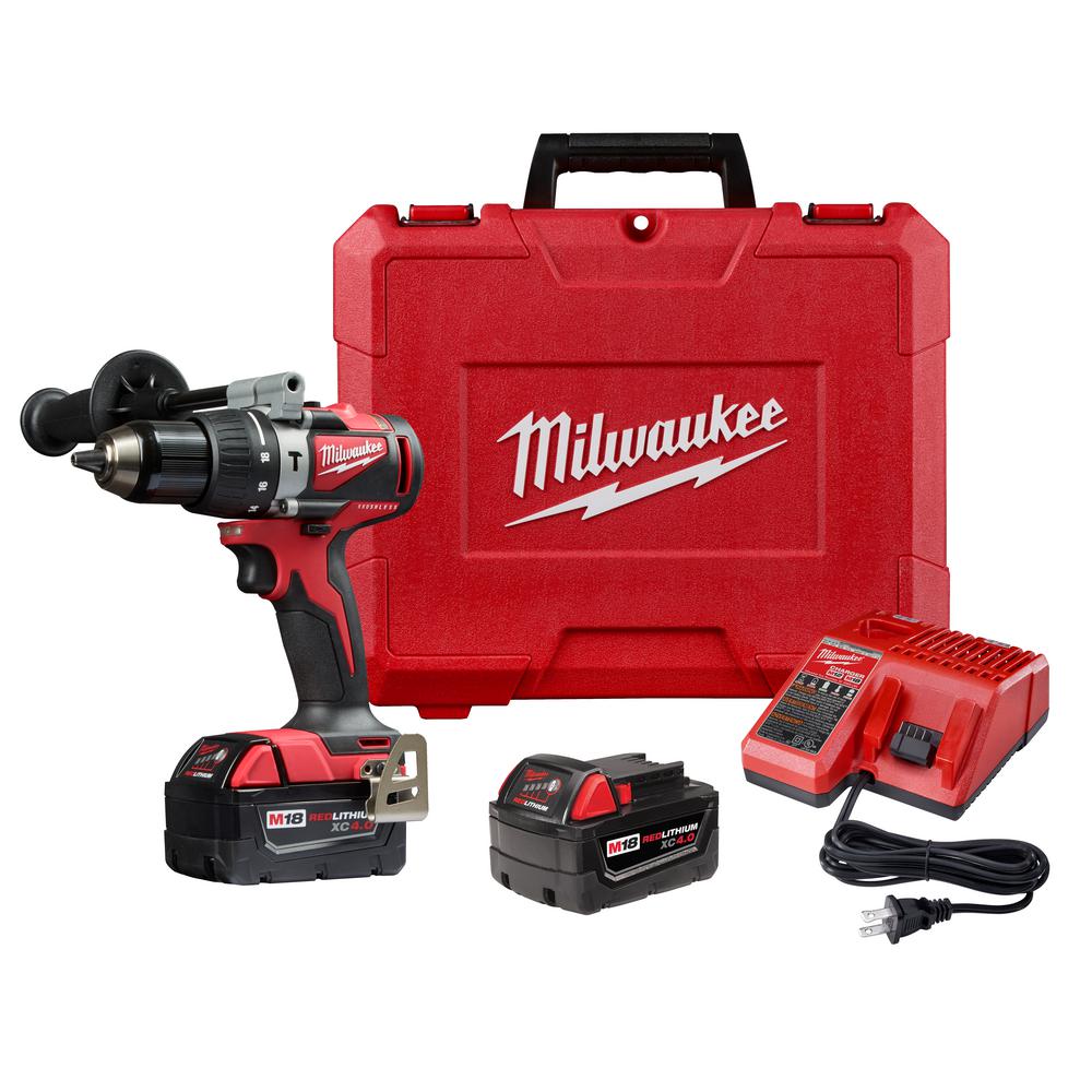 M18 18-Volt Lithium-Ion Brushless Cordless 1/2 in. Compact Hammer Drill/Driver Kit w/Two 4.0Ah Batteries and Hard Case
