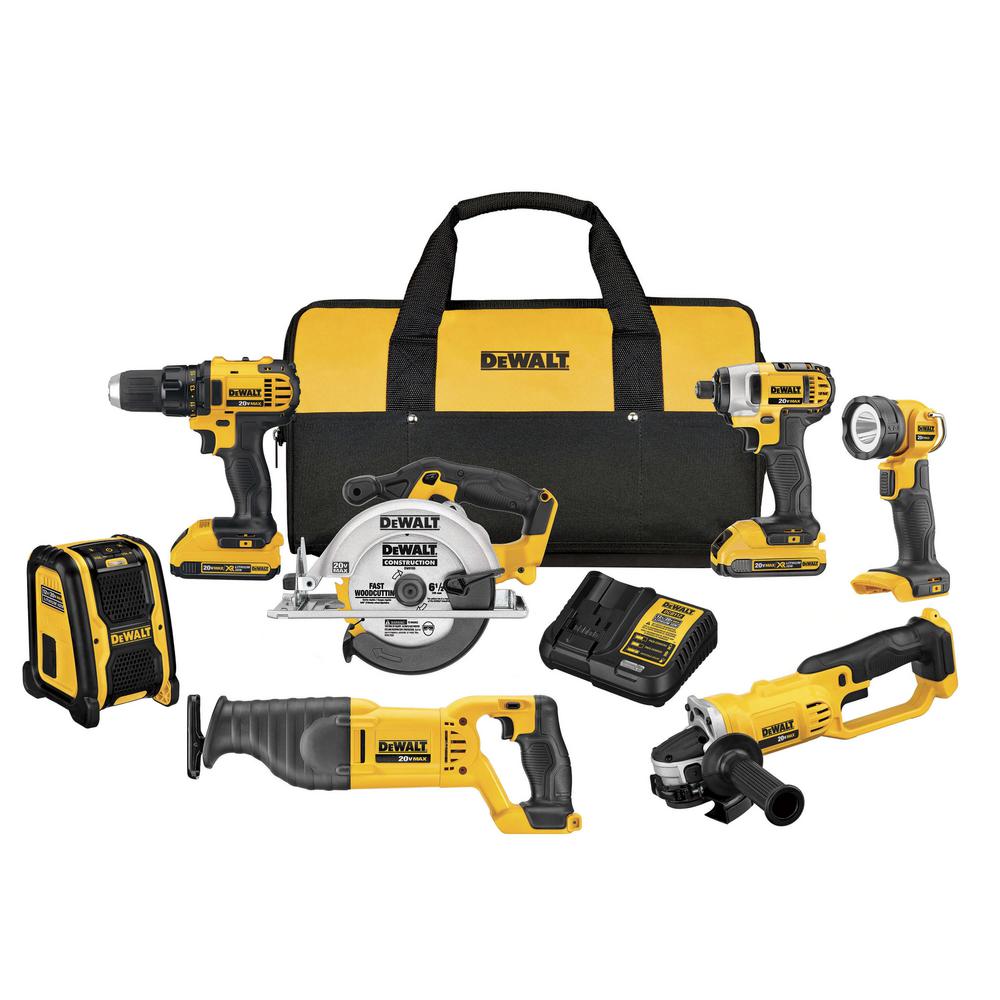 20-Volt MAX Lithium-Ion Cordless Drill/Driver Combo Kit (7-Tool) with (2) 20-Volt Batteries 2.0Ah, Charger and Tool Bag