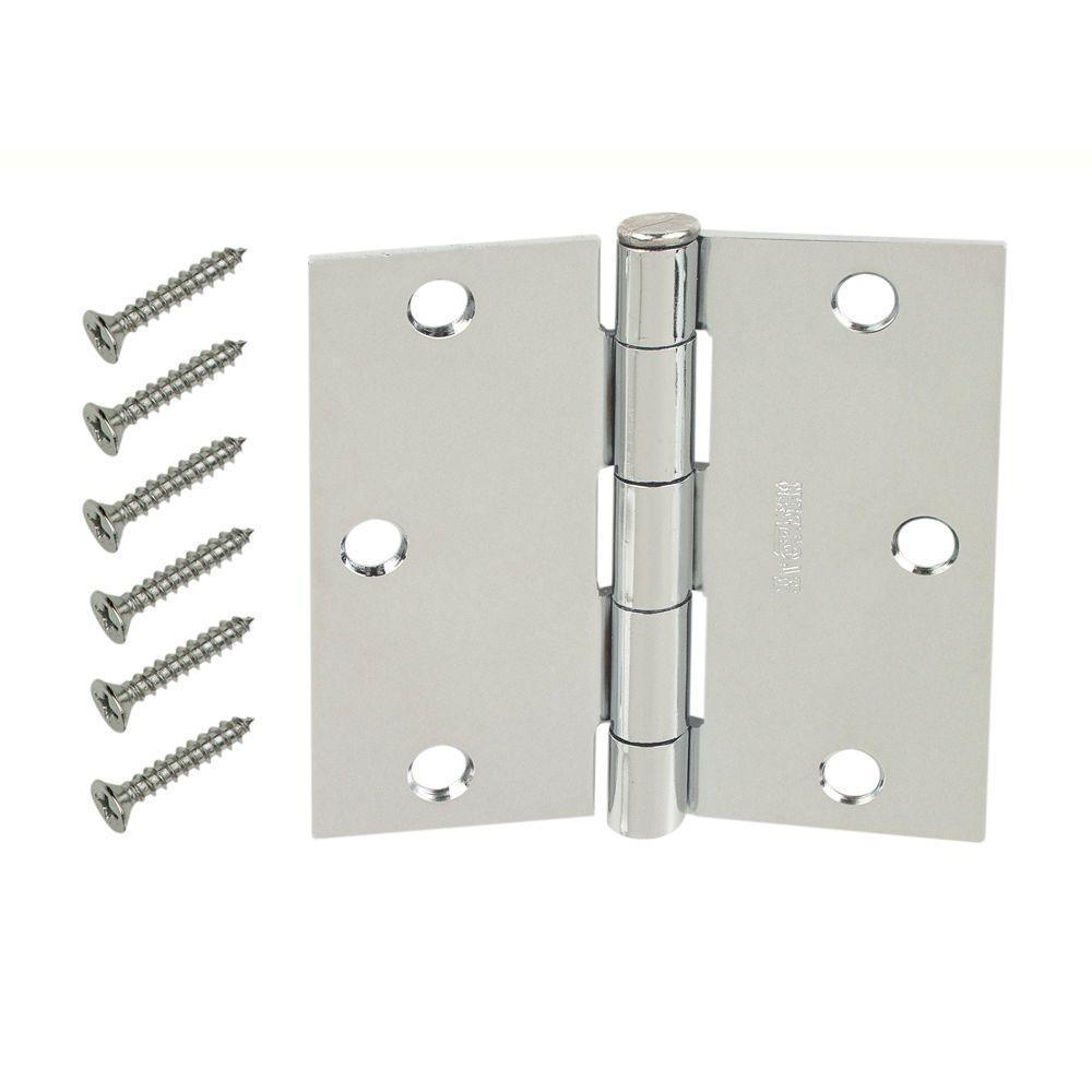 3-1/2 in. Chrome Square Corner Door Hinge