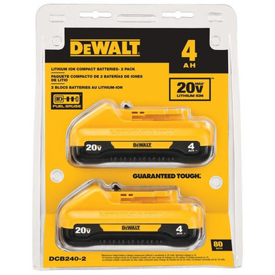DEWALT 20V MAX Compact 4Ah Batteries 2 Pack DCB240-2