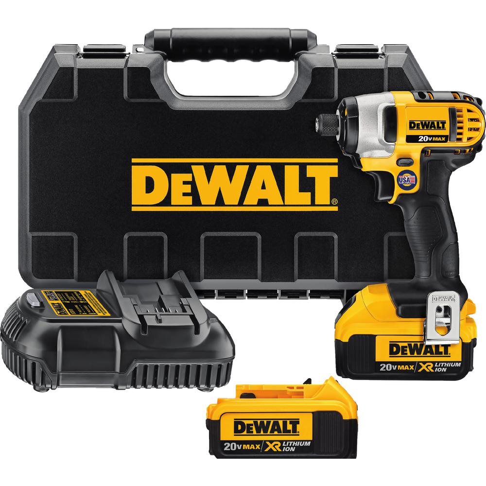 20-Volt MAX Lithium-Ion Cordless 1/4 in. Impact Driver Kit with (2) Batteries 4Ah, Charger and Case