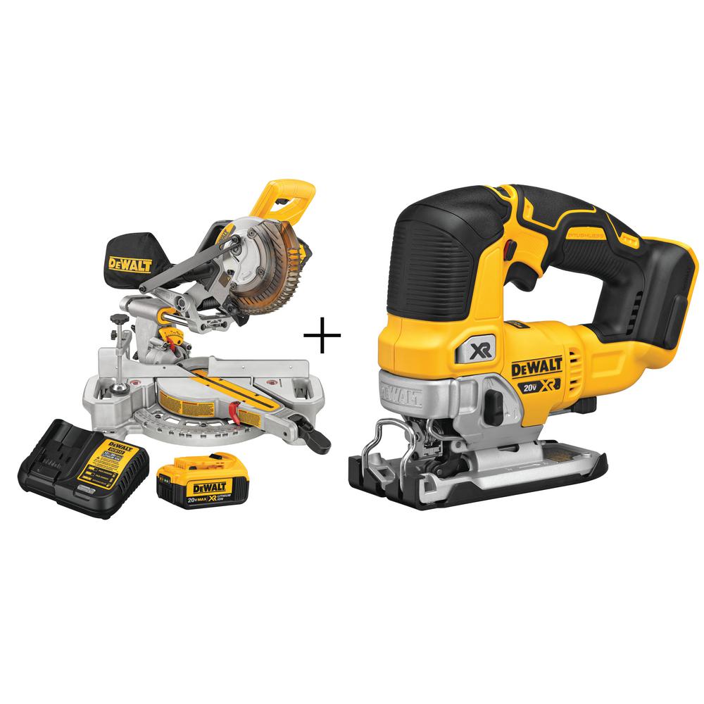 7-1/4 in. 20-Volt MAX Lithium-Ion Cordless Miter Saw with Bonus Cordless Jigsaw