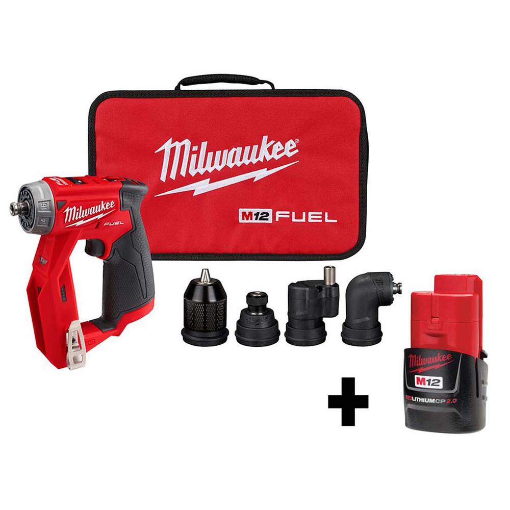 M12 FUEL 12-Volt 3/8 in. 4-in-1 Installation Lithium-Ion Brushless Cordless Drill Driver with Free M12 2.0Ah Battery
