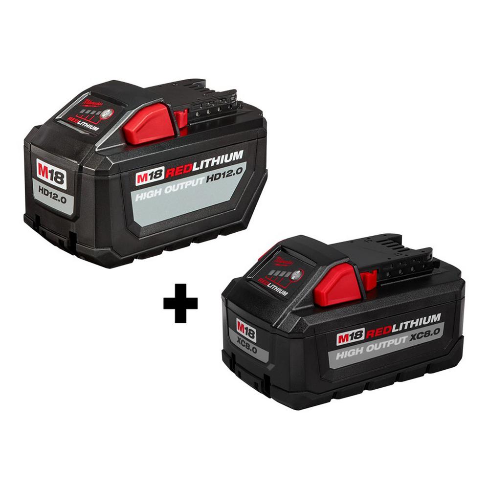 M18 18-Volt Lithium-Ion High Output Battery Pack 12.0Ah W/ HIGH OUTPUT XC 8.0Ah Battery