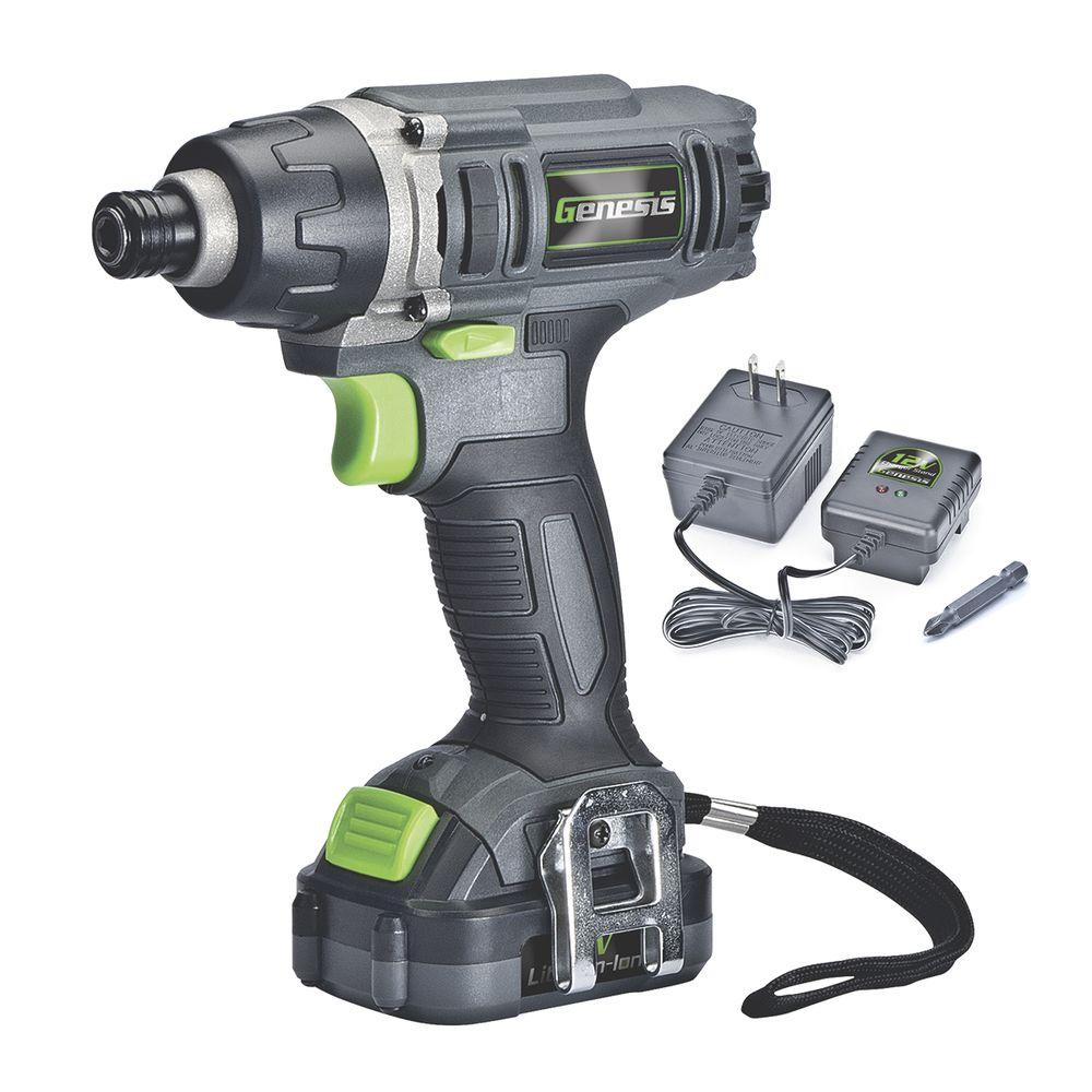 12-Volt Lithium-ion Cordless Quick-Change Impact Driver with Light, Power Indicator, Charger, Battery and Bit