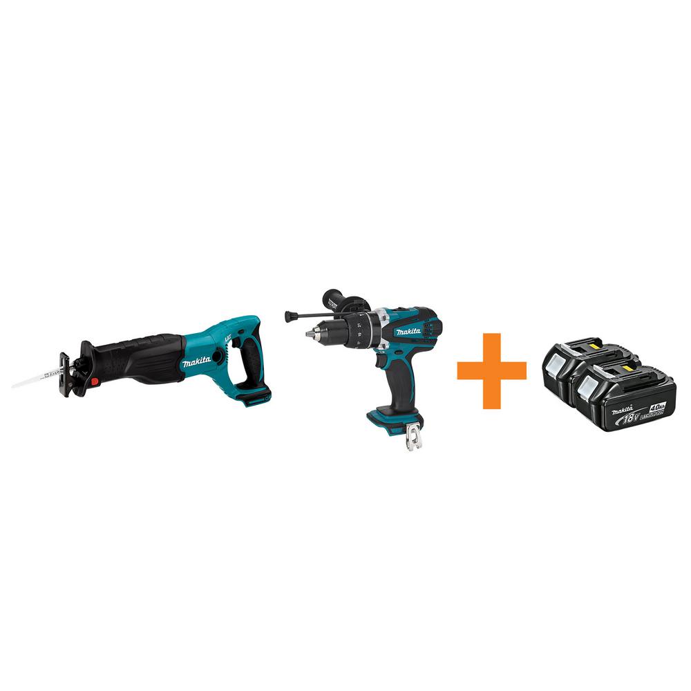 18-Volt LXT Lithium-Ion Cordless Reciprocal Saw and Hammer Driver/Drill with Free 4.0Ah Battery (2-Pack)
