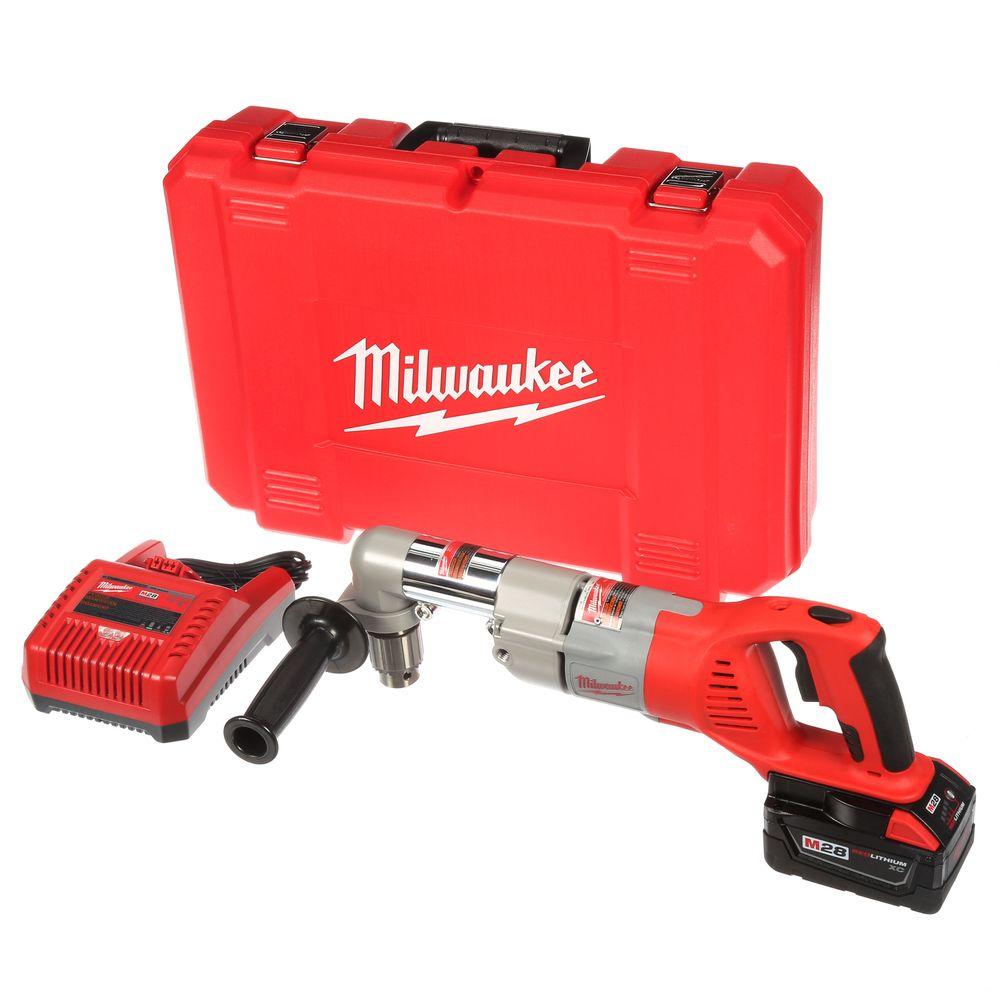 M28 28-Volt Lithium-Ion Cordless 1/2 in. Right Angle Drill w/(1) 3.0Ah Batteries & Charger