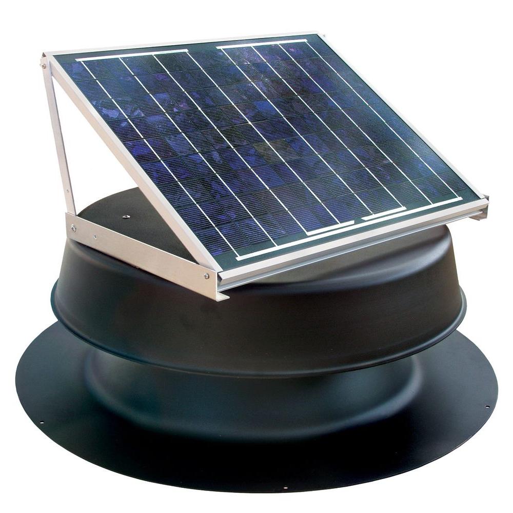 1339 CFM Black Aluminum Solar Powered Attic Fan with Adjustable Solar Panels