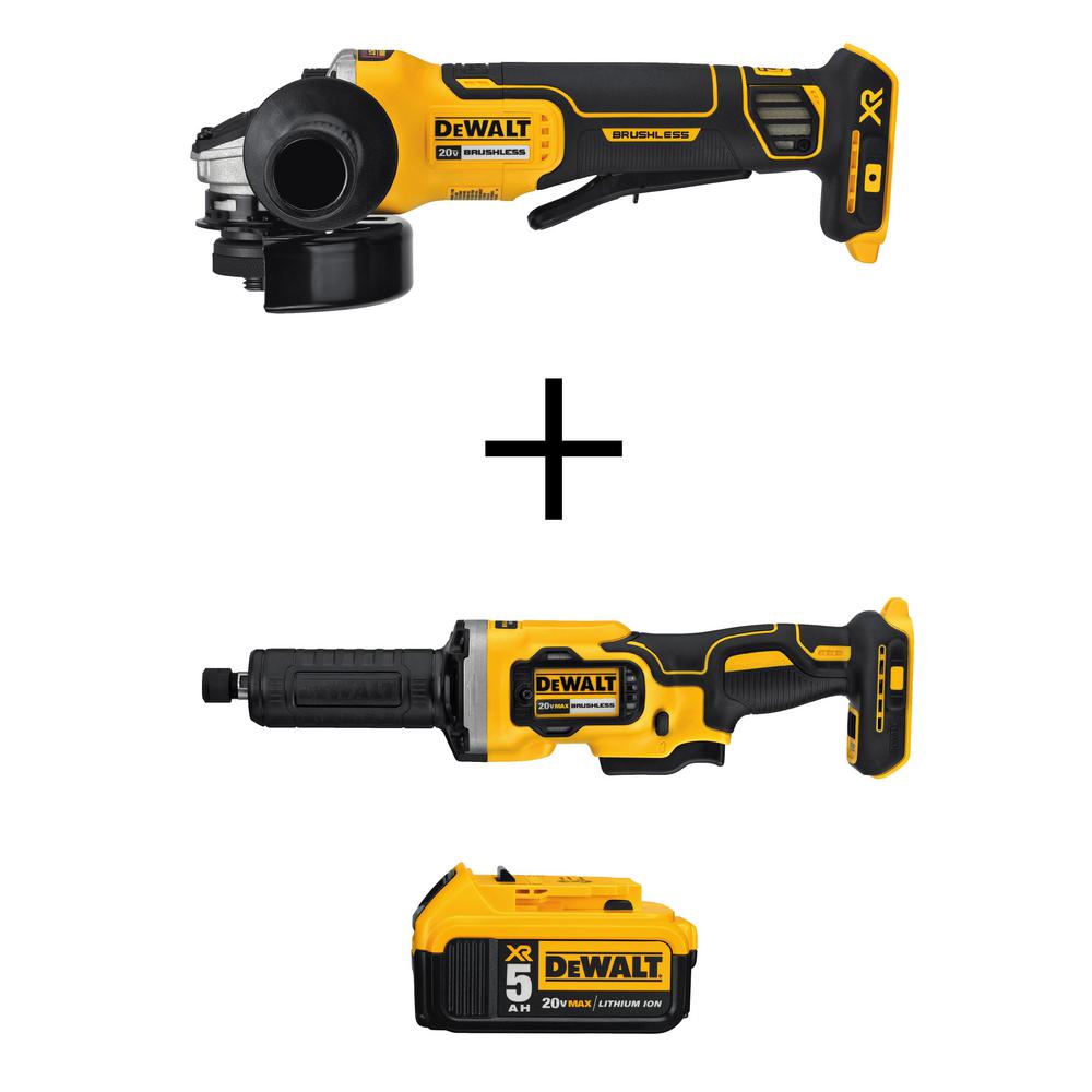 20-Volt MAX Li-Ion Cordless 4-1/2 in. Angle Grinder(Tool-Only) w/ 20V 1-1/2 in. Die Grinder(Tool-Only) & 20V Battery 5Ah