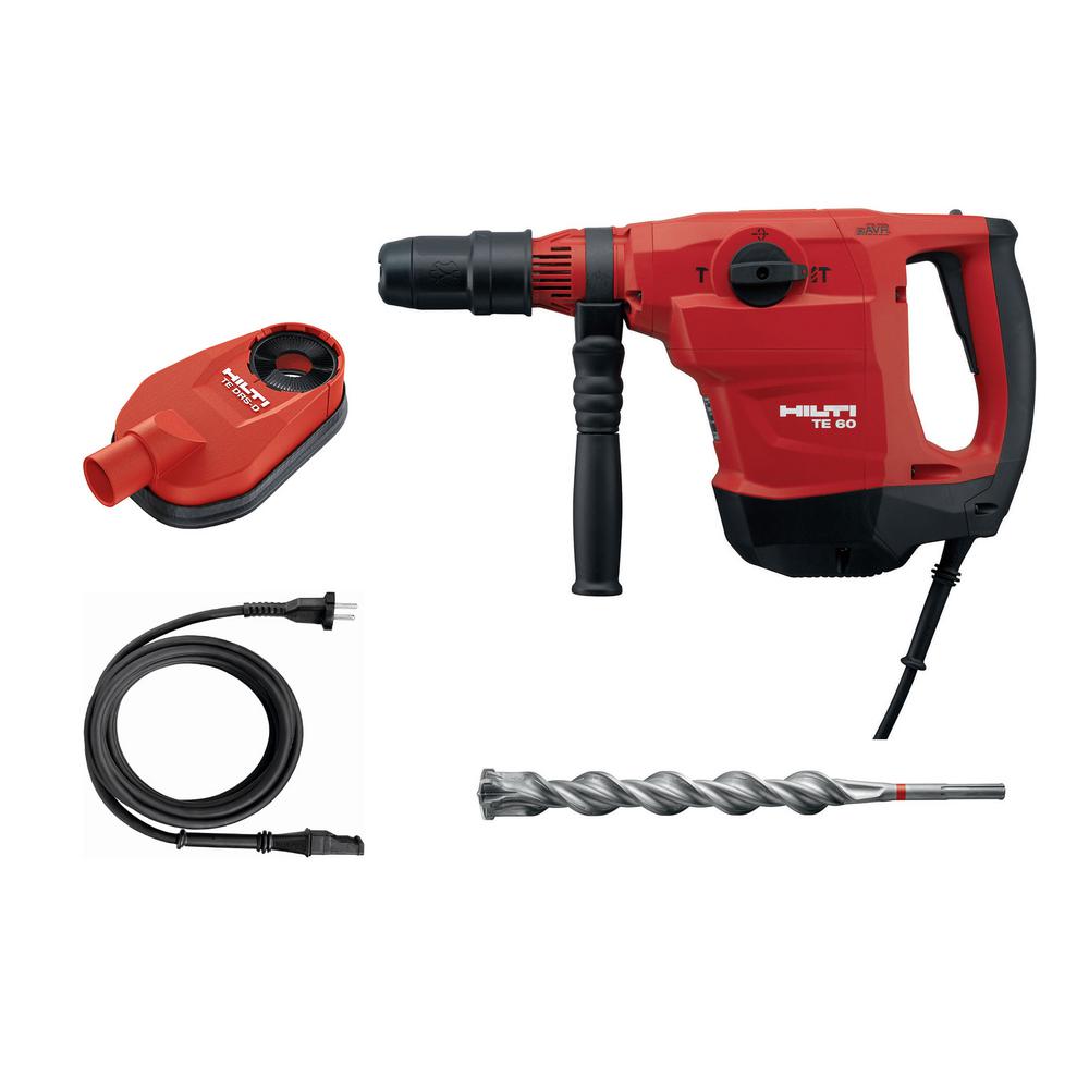 120-Volt 13 Amp Corded 1-9/16 in. SDS-Max TE 60-AVR Rotary Hammer, Dust Removal System Kit, Cord and TE-YX Drill Bit