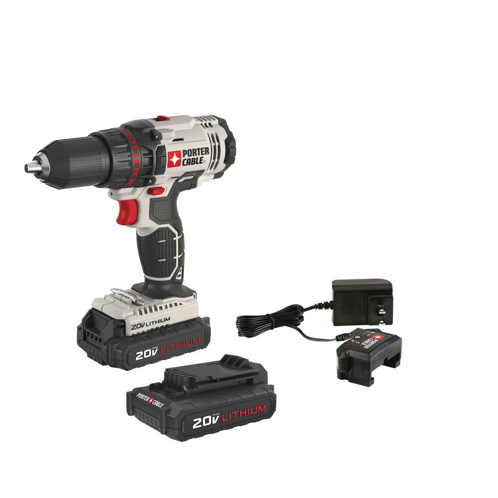 20-Volt MAX Lithium-Ion Cordless 1/2 in. Drill/Driver with 2 Batteries 1.3 Ah and Charger