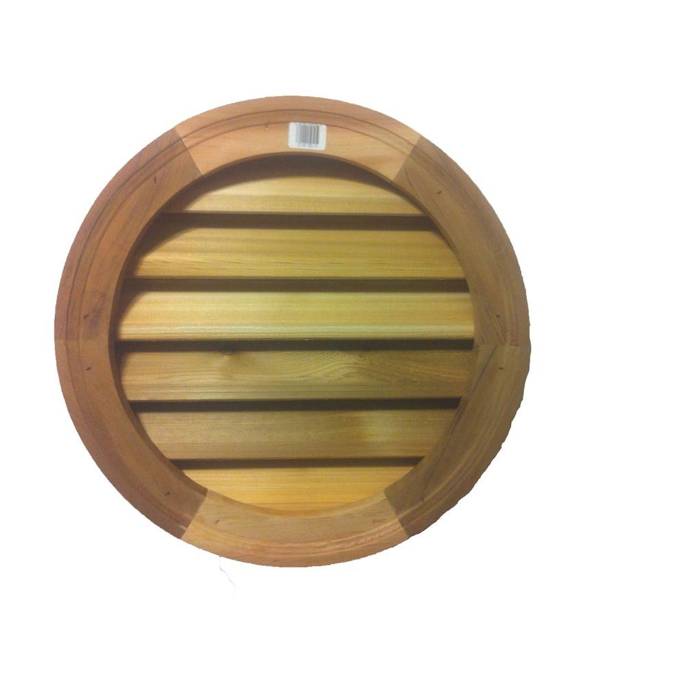 18 in. x 18 in. Round Wood Built-in Screen Gable Louver Vent