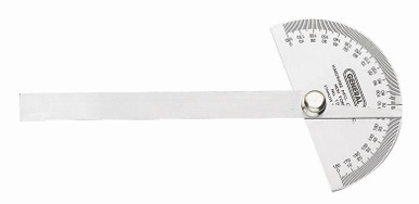 General 18 Round Head Stainless Steel Angle Protractor, 0 to 180 Degrees, 6-Inch Arm 18
