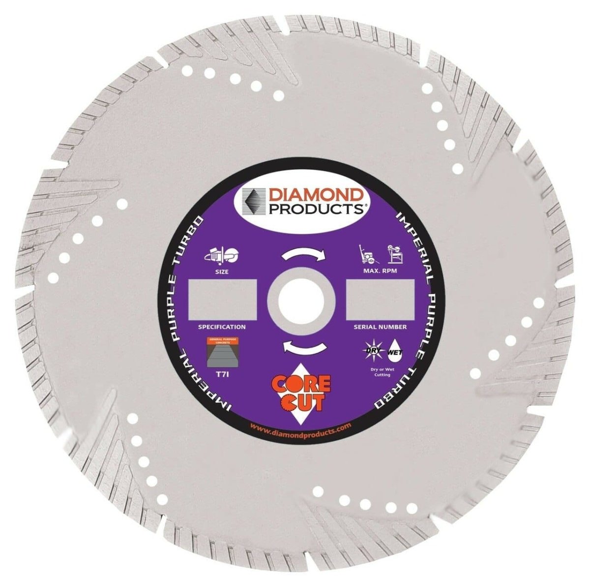 Imperial Purple High Speed Turbo Blade for Concrete