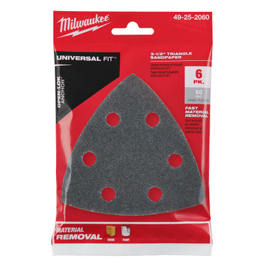 Milwaukee 3-1/2" 60 Grit Triangle Sandpaper 6PK 49-25-2060