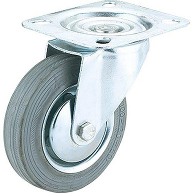 Woodstock Steelex 4" Gray Rubber Swivel Caster, Plate Mount D2588