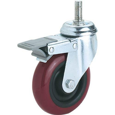 Woodstock Steelex 4" Polyurethane Swivel Caster, Threaded Mount with Double Lock D2616