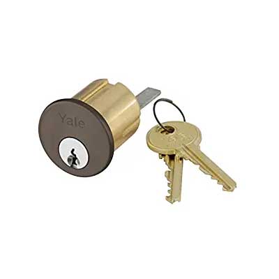 Accentra (Yale) 2109-6-C-613E-KD Rim Cylinder, 6-Pin, Schlage "C" Keyway, Keyed Random, [2] Change Keys, US10B/613E Dark Oxidized Satin Bronze Finish