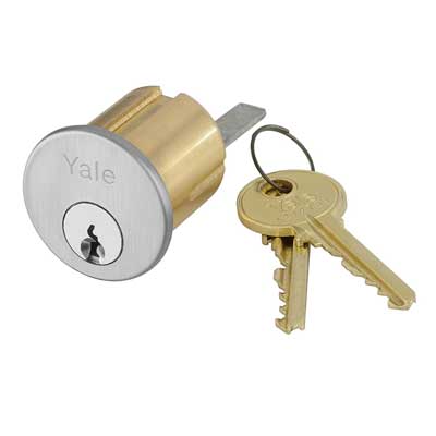 Accentra (Yale) 2109-6-C-626-KD Rim Cylinder, 6-Pin, Schlage "C" Keyway, Keyed Random, [2] Change Keys, US26D/626 Satin Chrome Finish